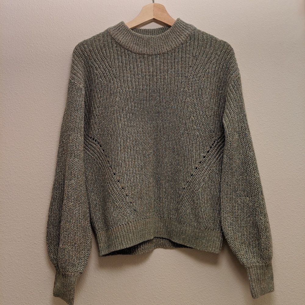[H&M] Green Metallic Sweater w/ Balloon Sleeves